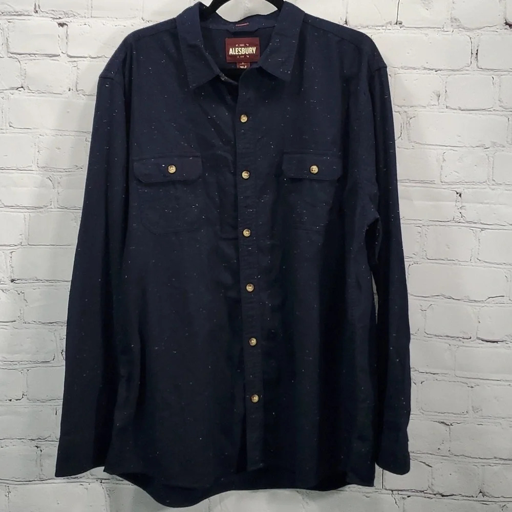 Alesbury Rugged Neps LS Heavyweight Flannel Button Down Shirt Size XL NWT